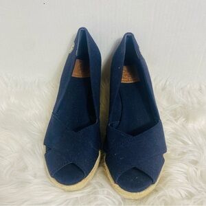 Tory Burch Women's Filipa Navy Blue Wedge Espadrilles Size: 7